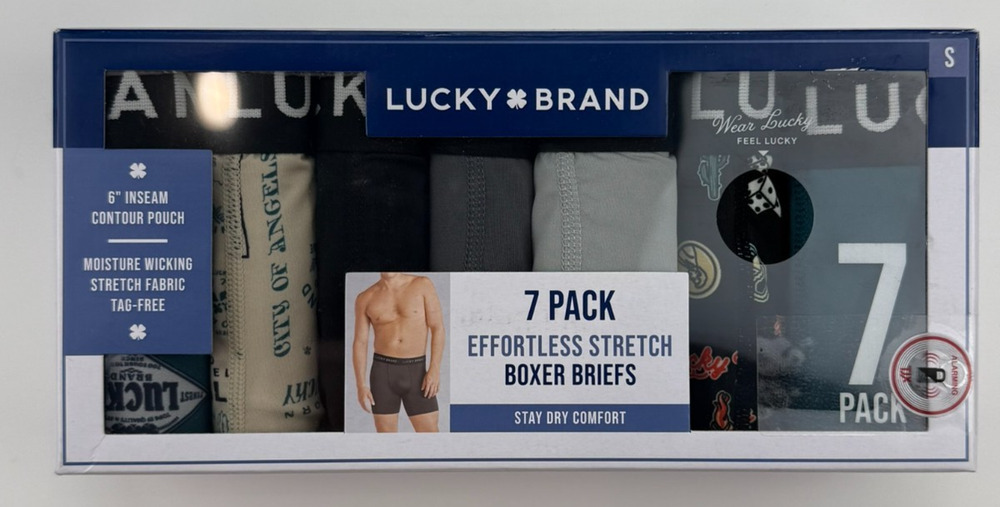 7 PACK LUCKY BRAND EFFORTLESS STRETCH BOXER BRIEFS SZ SMALL NWT